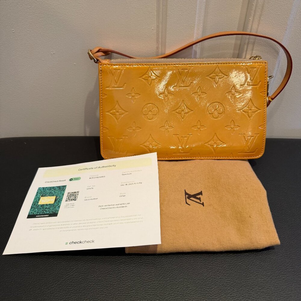 LOUIS VUITTON Monogram Vernis Yellow Lexington Pochette with Dustbag & COA - Picture 11 of 13